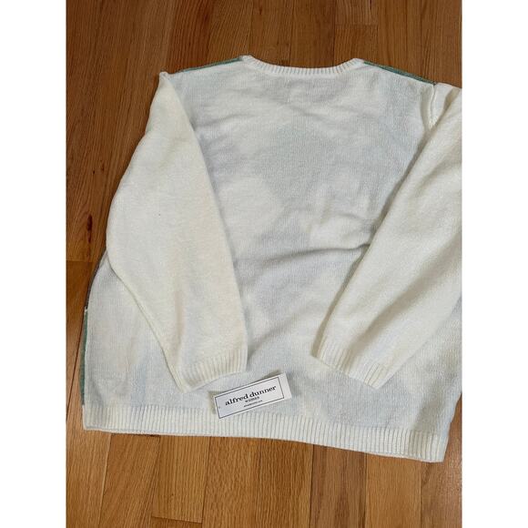 Alfred Dunner Lake Geneva Chenille Sweater, Green/White Size 3x - Picture 3 of 7